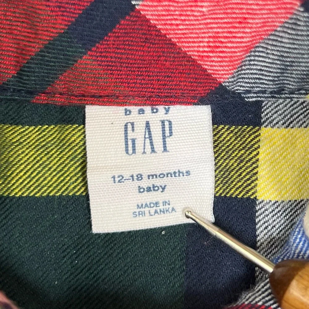 BABY GAP Baby Boy Plaid Long Sleeve Button Down Bodysuit 18-24‎ months Preppy